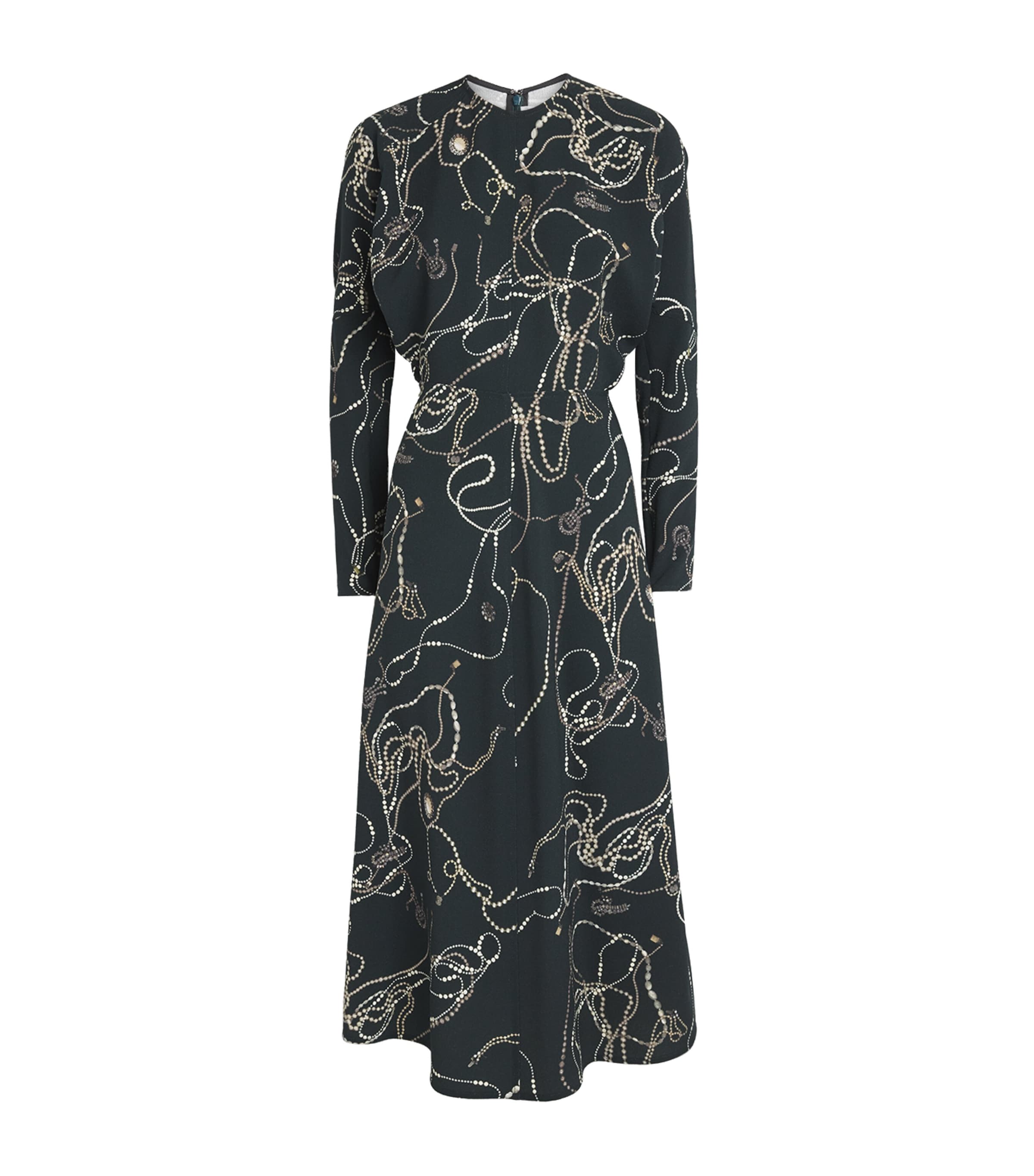 Victoria Beckham Black Printed Dolman Midi Dress