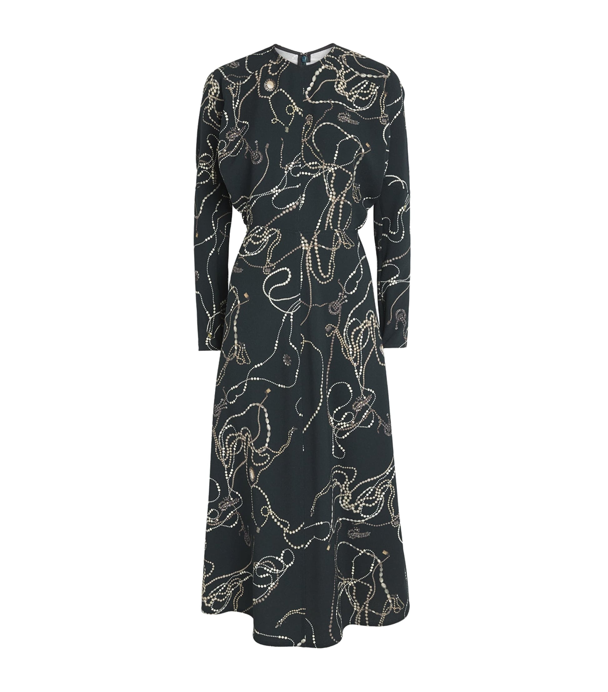 Victoria Beckham Black Printed Dolman Midi Dress