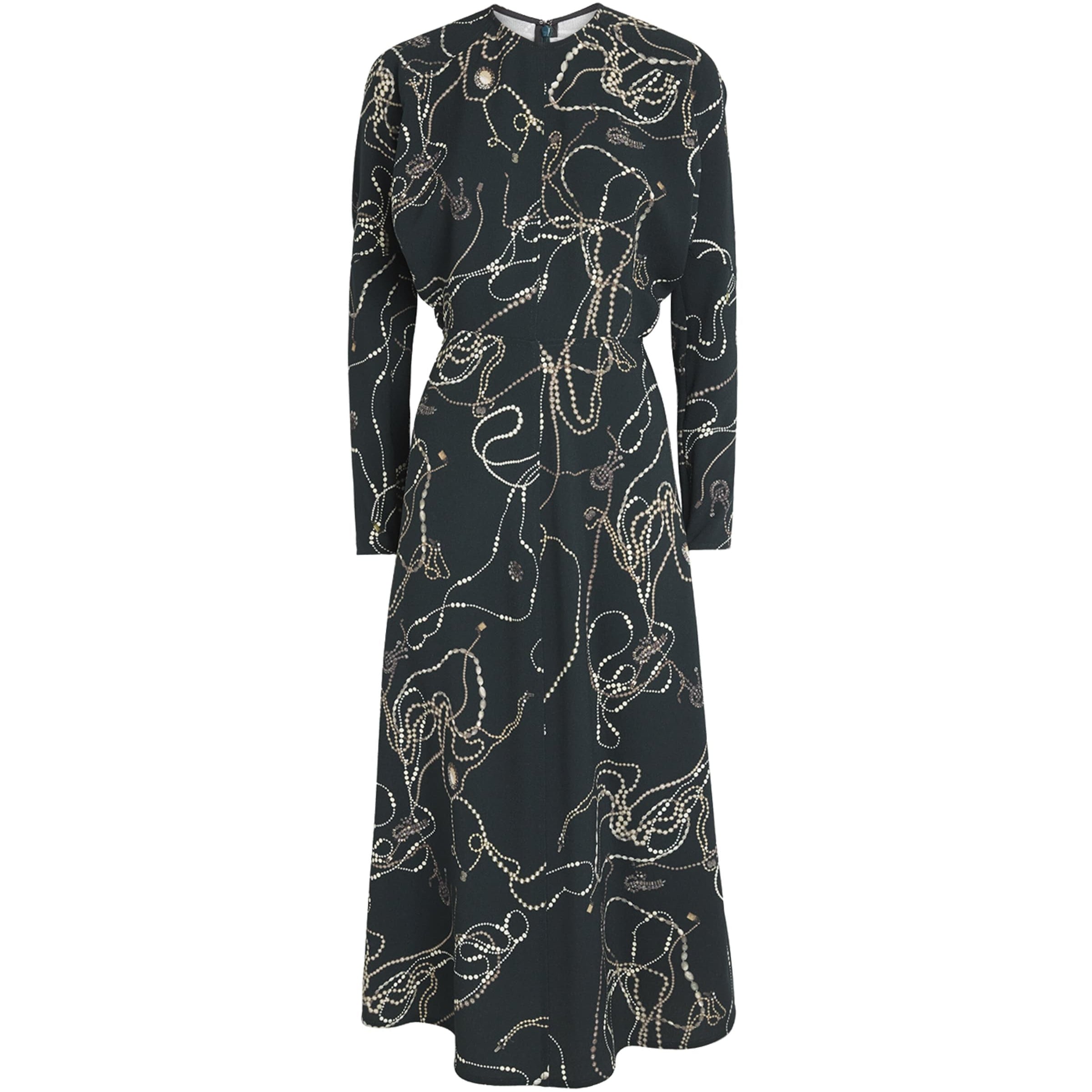 Victoria Beckham Black Printed Dolman Midi Dress
