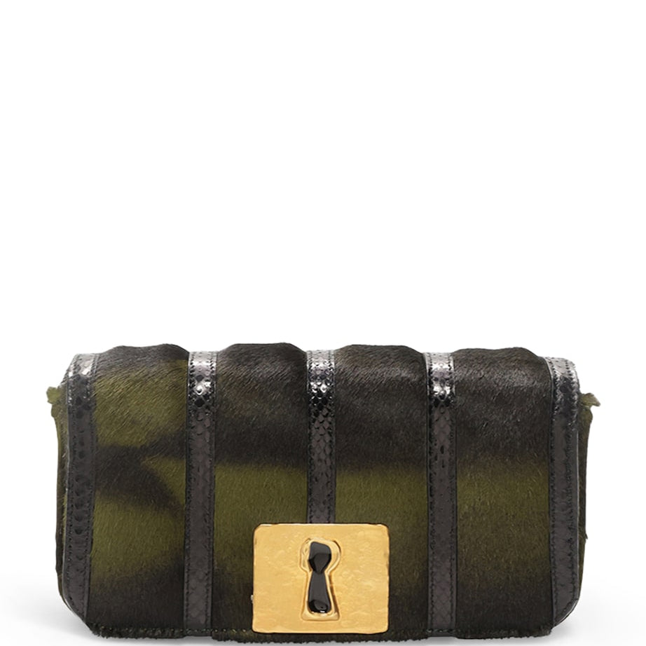 Pony Hair-Snakeskin Schiap Clutch Bag