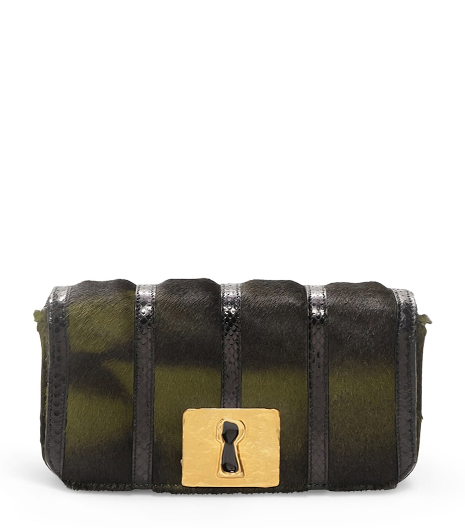 Pony Hair-Snakeskin Schiap Clutch Bag