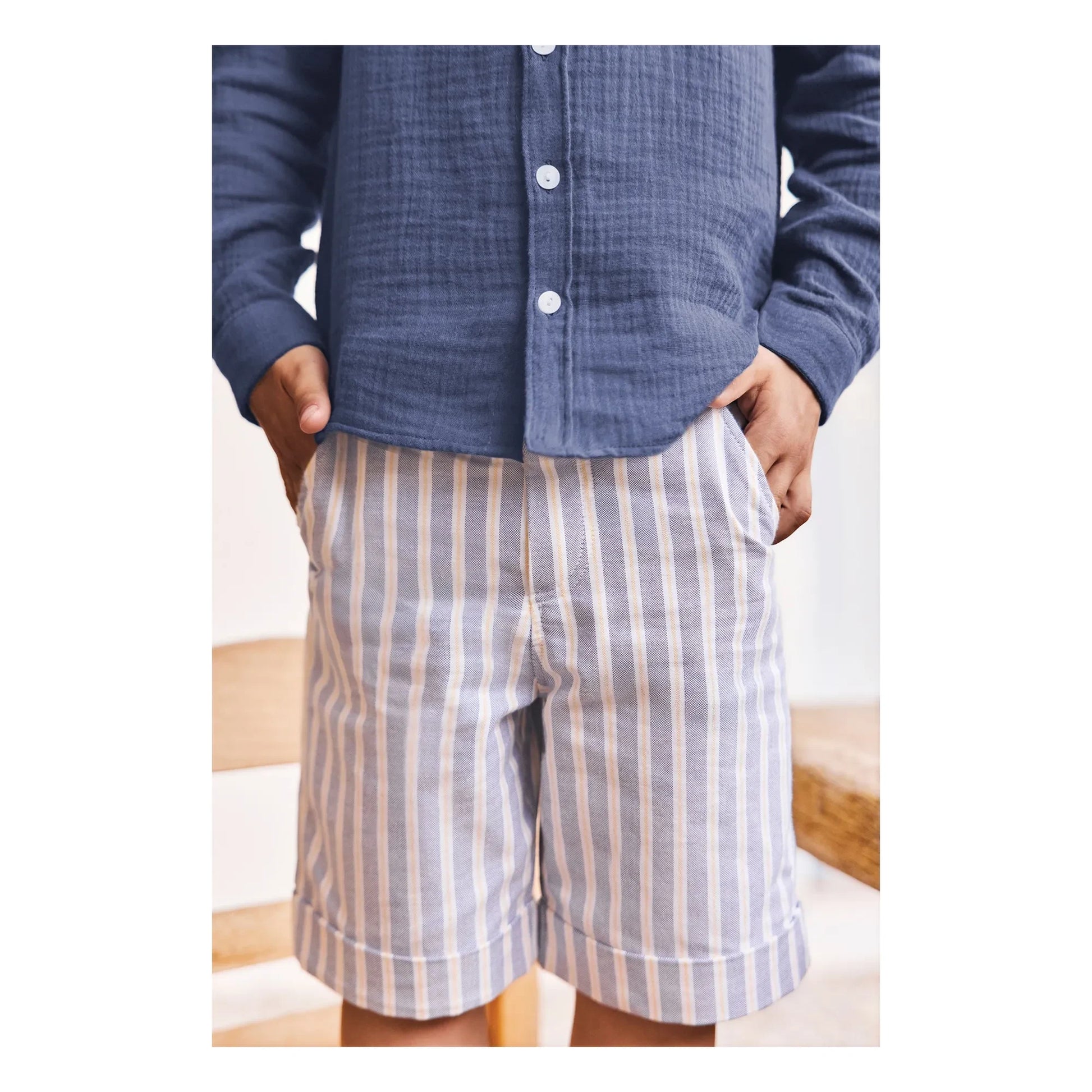 Tartine et Chocolat - Striped Hem Shorts | Indigo blue