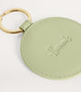 Green Leather Logo Circle Keyring