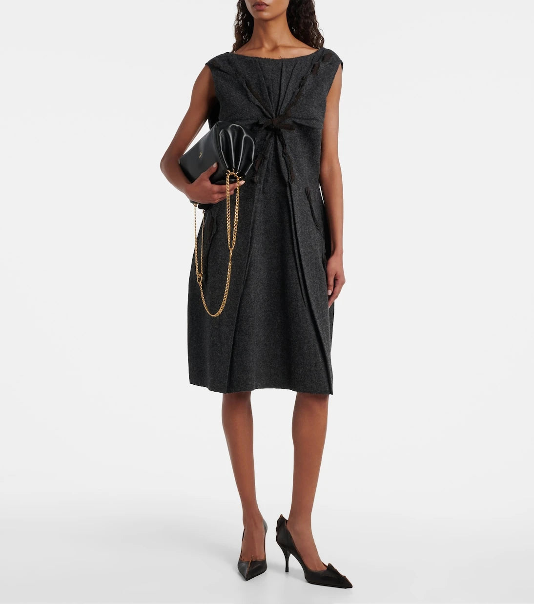 Prada - Ruffled virgin wool minidress