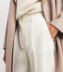 White Virgin Wool Flared Trousers