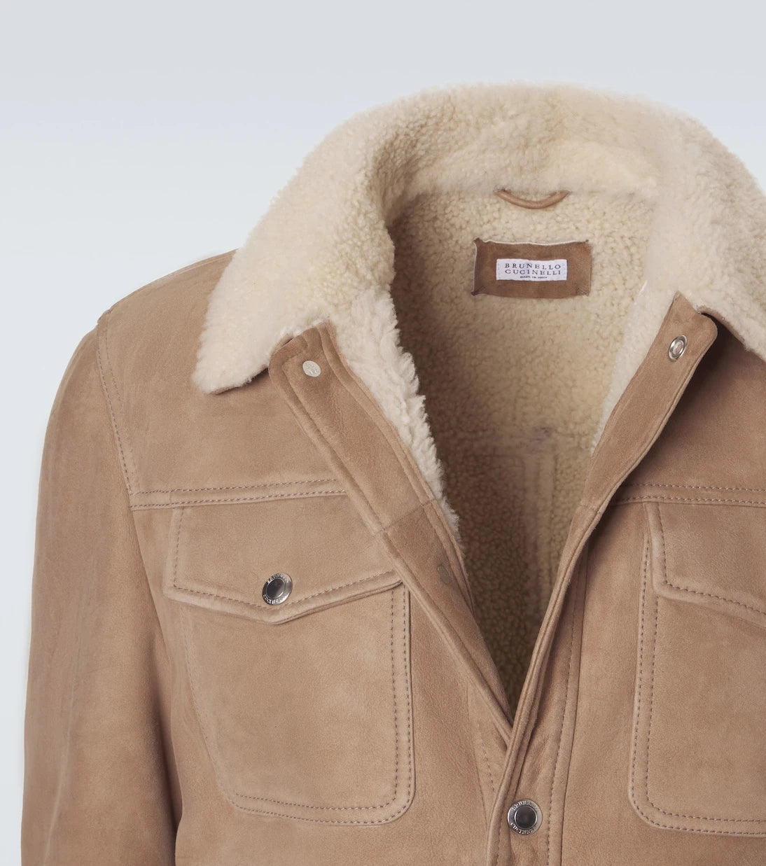 Brunello Cucinelli - Shearling-lined suede jacket