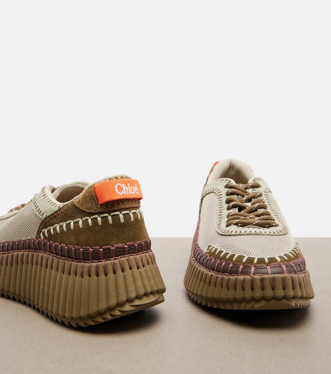 Chloé - Nama leather-trimmed platform sneakers