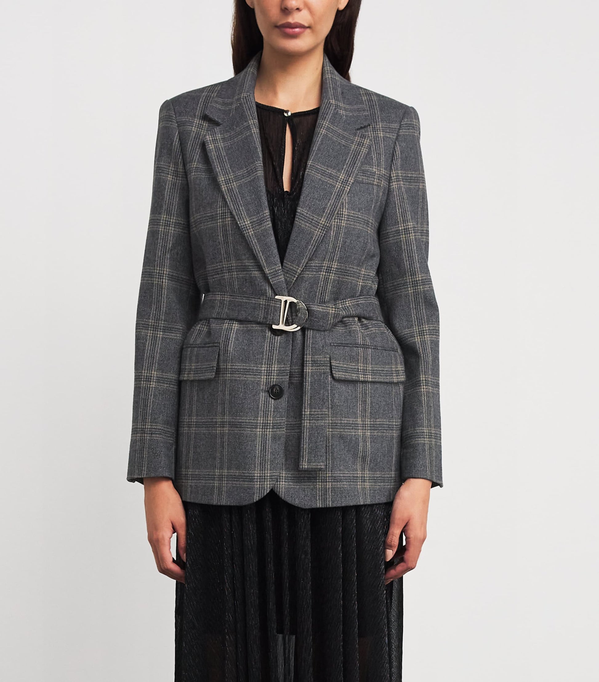 Maje Black Belted Single-Breasted Blazer