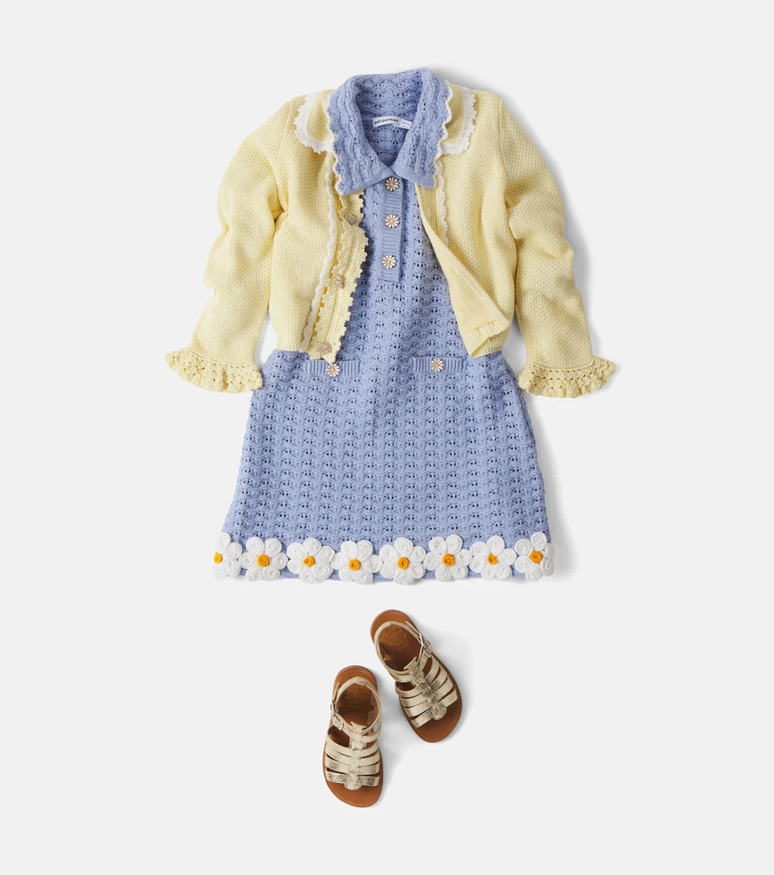 Self-Portrait Kids - Floral pointelle dress