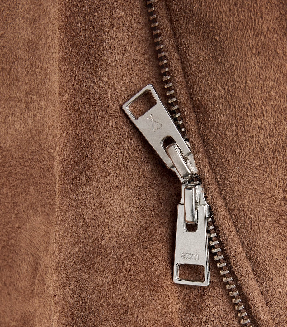 Brown Suede Ami de Coeur Bomber Jacket