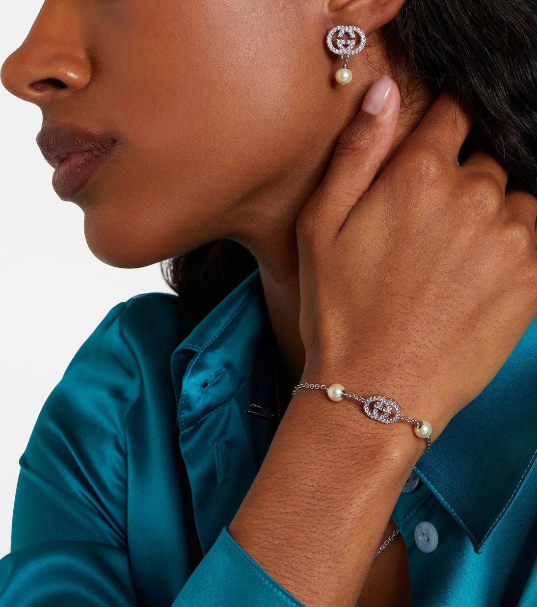Gucci - Interlocking G embellished chain bracelet