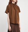 Edeline Lee Brown Ruff Blouse