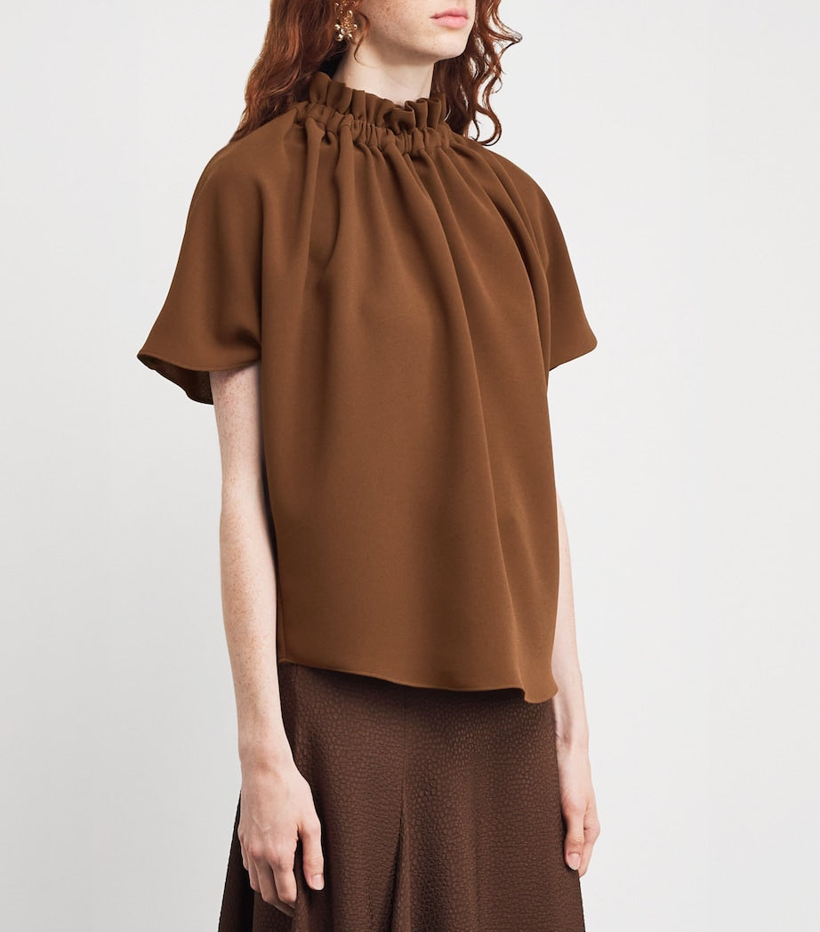 Edeline Lee Brown Ruff Blouse