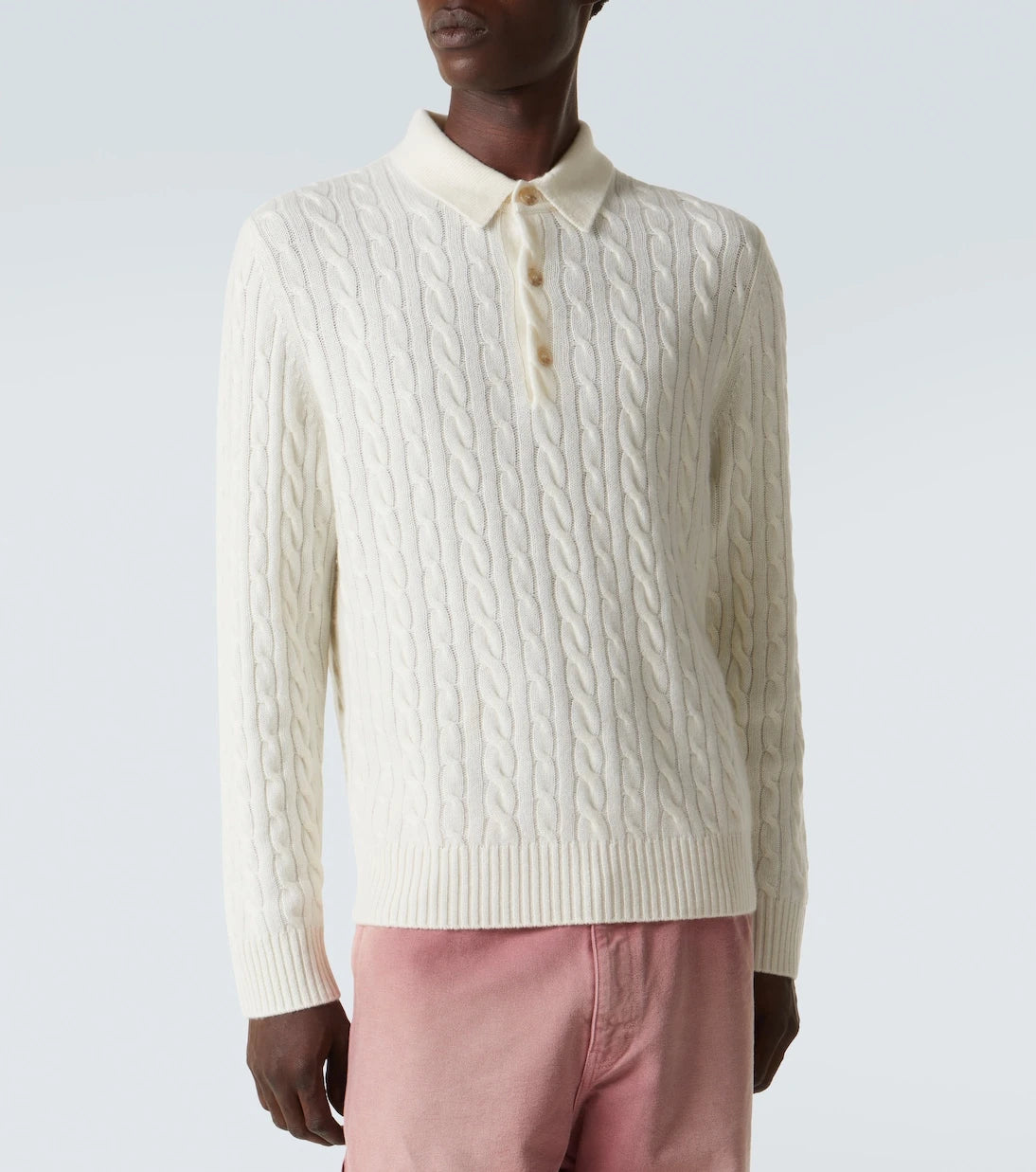 Arch4 - Cable-knit cashmere polo sweater