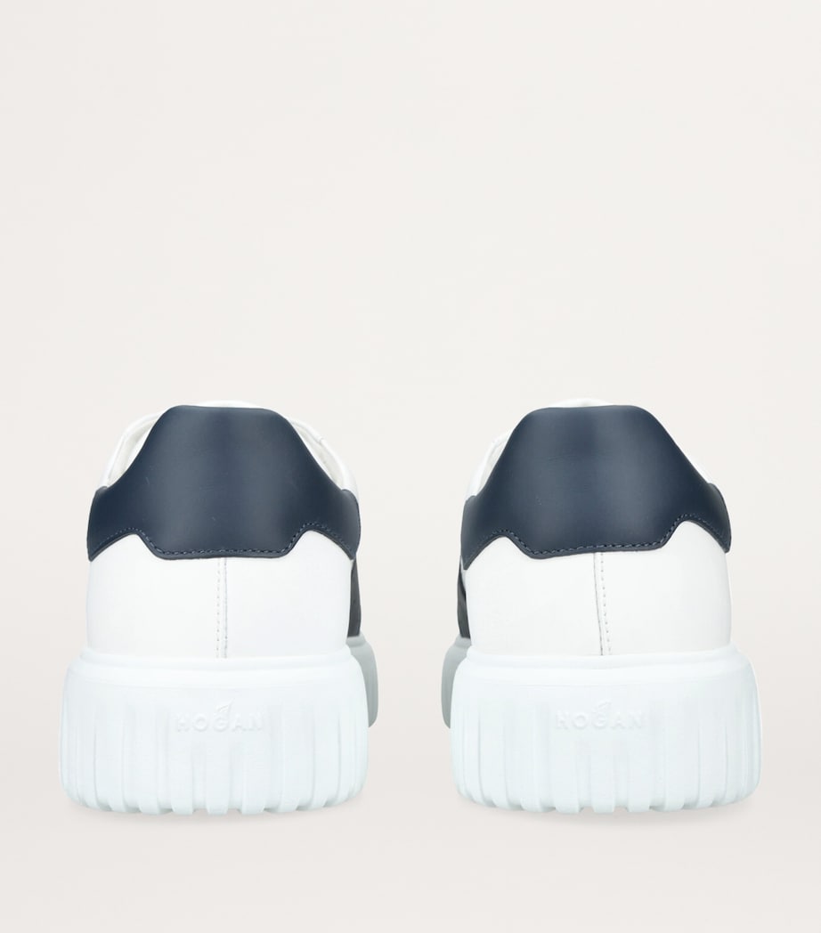 Leather H-Stripes Sneakers WHITE/NAVY
