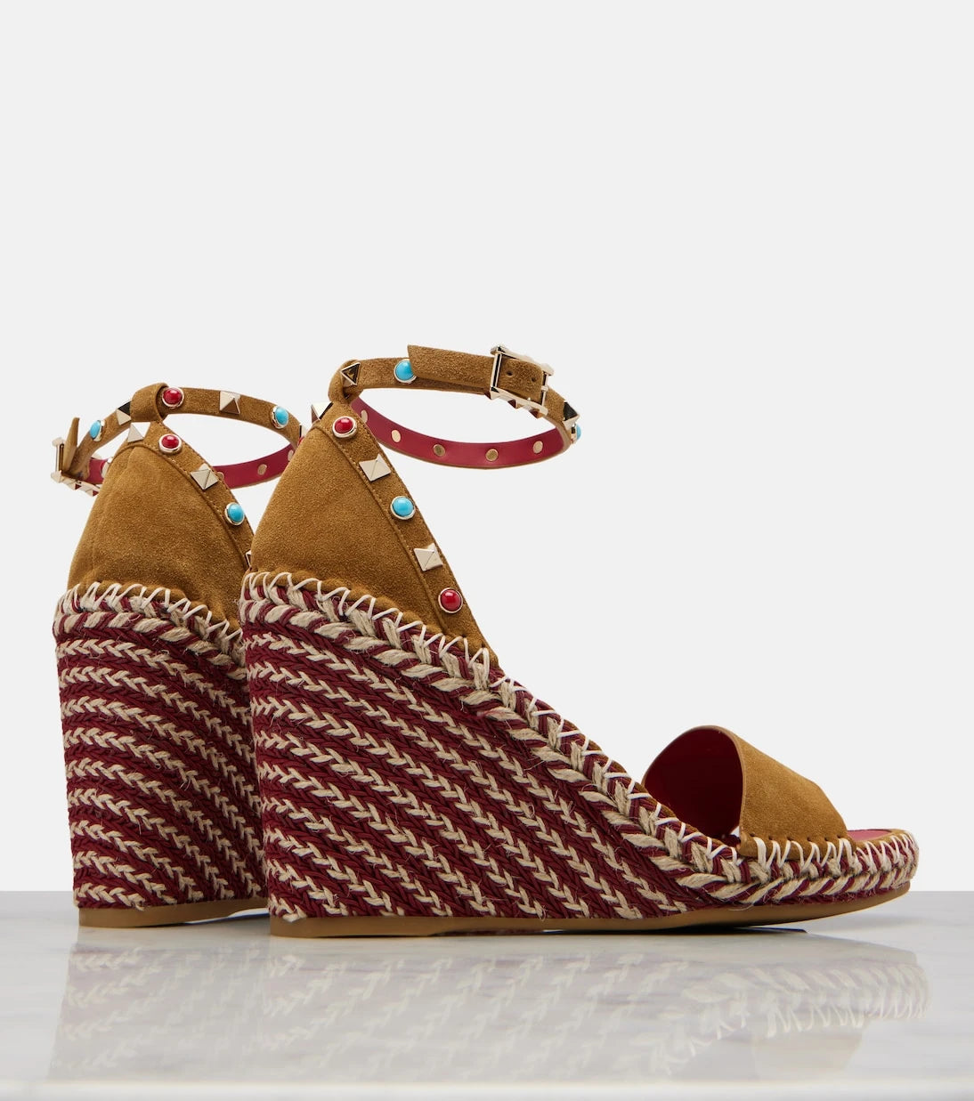 Valentino Garavani - Rockstud suede wedge sandals