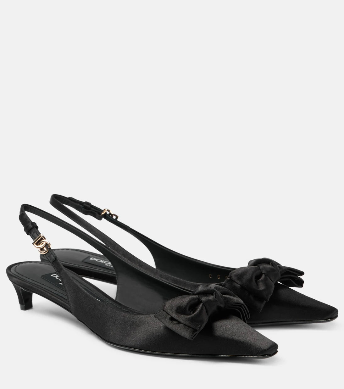 Dolce&Gabbana - Bow-detail satin slingback pumps
