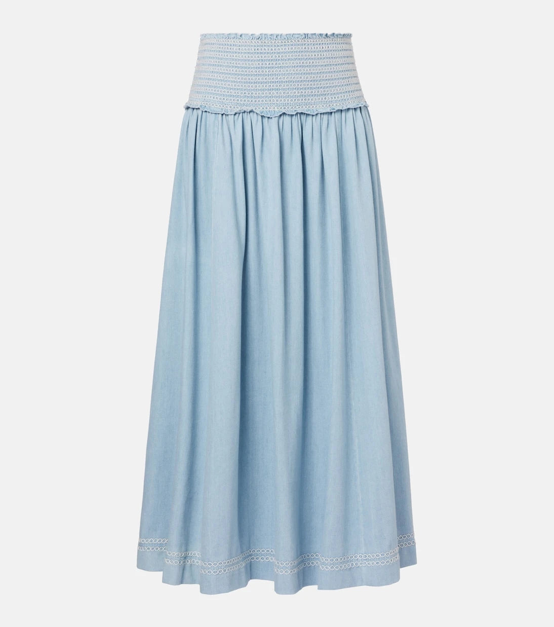 Zimmermann - Ascension shirred denim midi skirt
