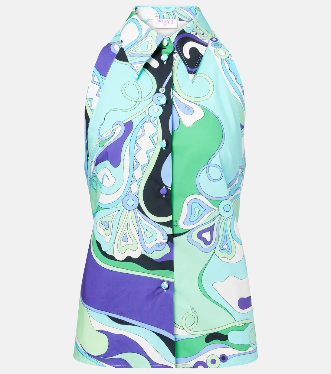 Pucci - Orchidee printed halterneck cotton top