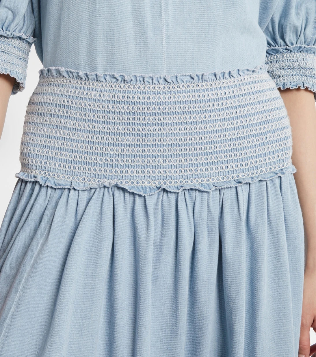 Zimmermann - Ascension shirred denim midi skirt