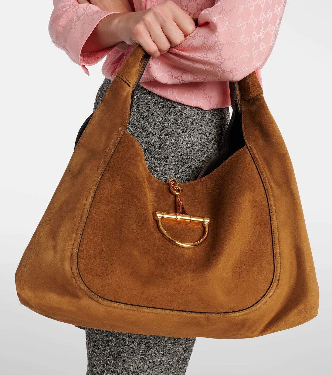 Gucci - Gucci Softbit Maxi süet omuz çantası