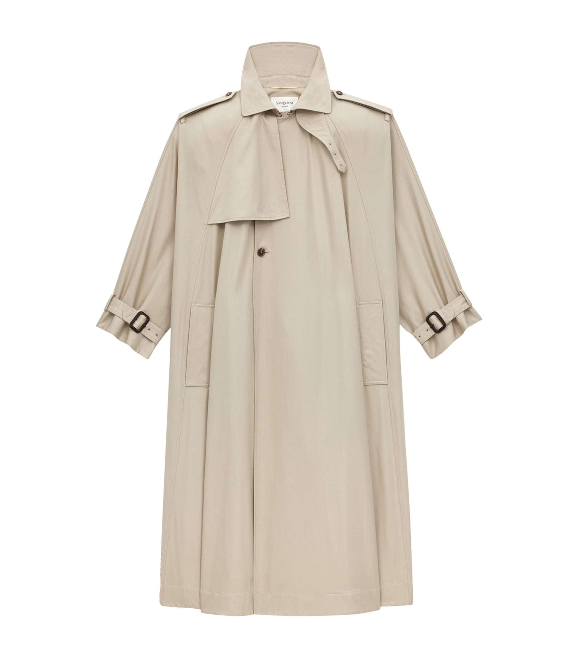 Saint Laurent Nude Cotton Cape Trench Coat