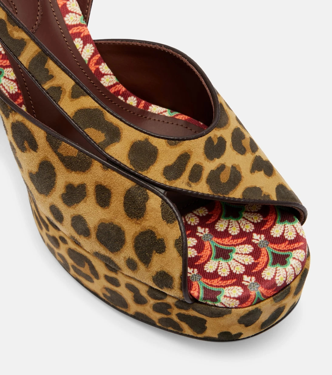 Etro - صنادل بكعب بلاتفورم من الكانفاس بطبعة الفهد 120