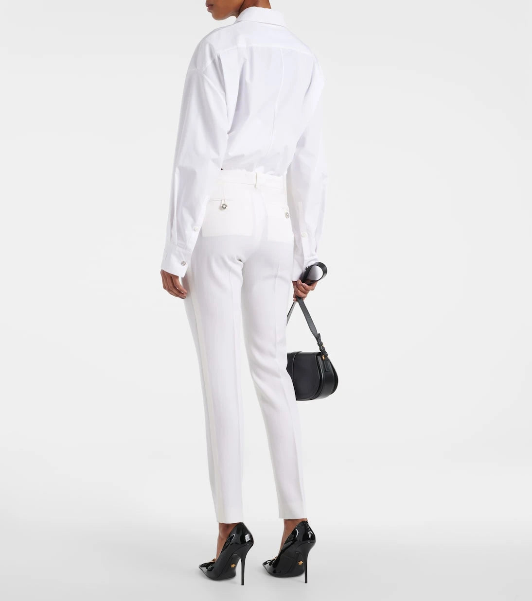 Versace - High-rise wool slim pants