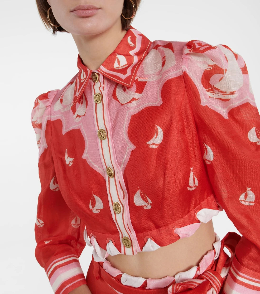 Zimmermann - High Tide eyelet-trimmed silk and linen shirt