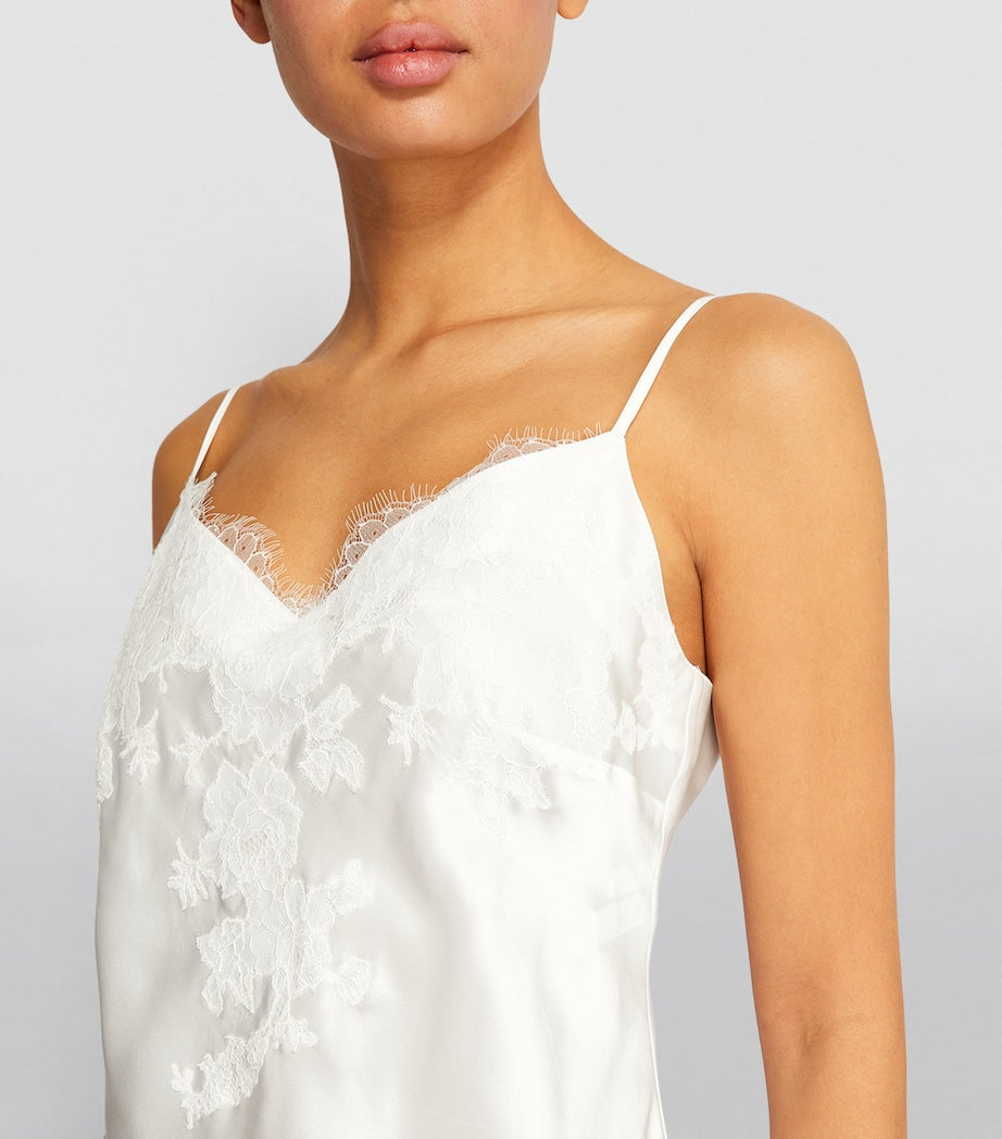 Marjolaine Ivory Silk Lace-Trim Baccarat Camisole