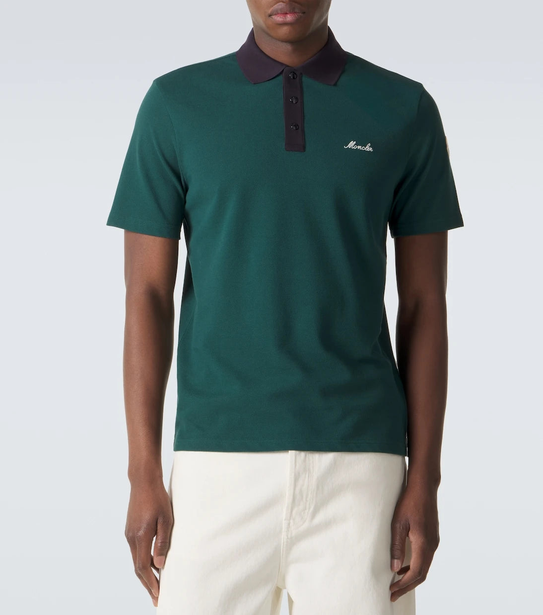 Moncler - Embroidered cotton piqué polo shirt
