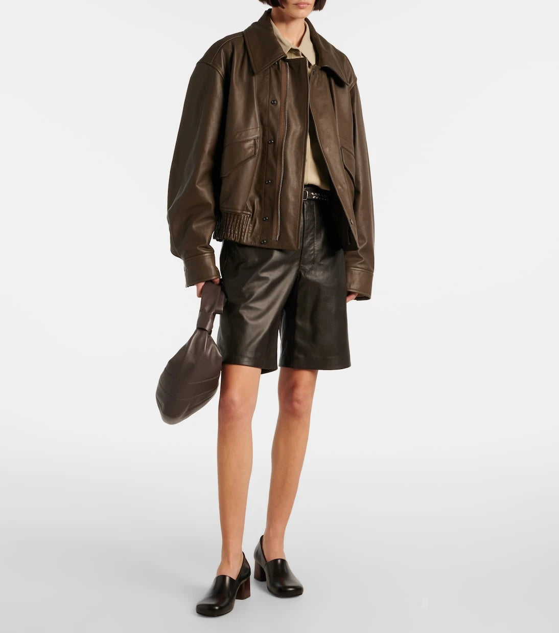 Lemaire - Leather shorts