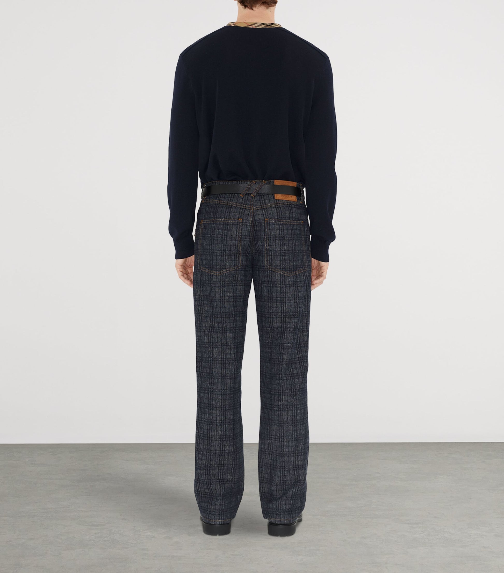 Burberry Black Wool Check-Trim Sweater