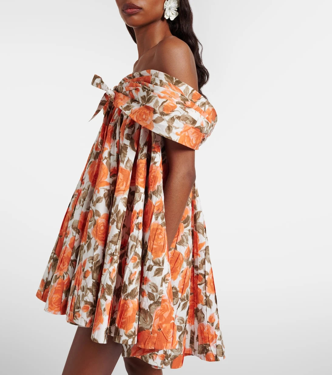 Chloé - Floral pleated cotton poplin minidress