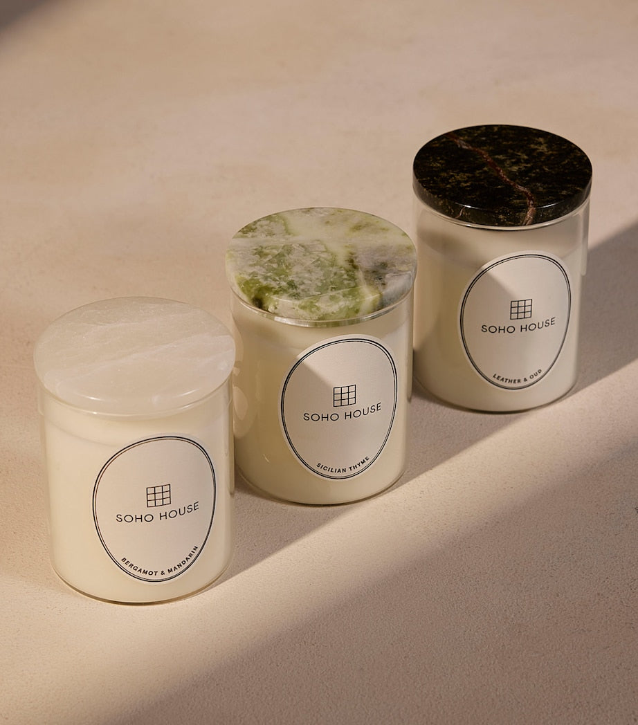 Marble Vessel and Sicilian Thyme Candle (250g)