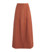 Le Kasha Red Linen Coin-Detail Maxi Skirt