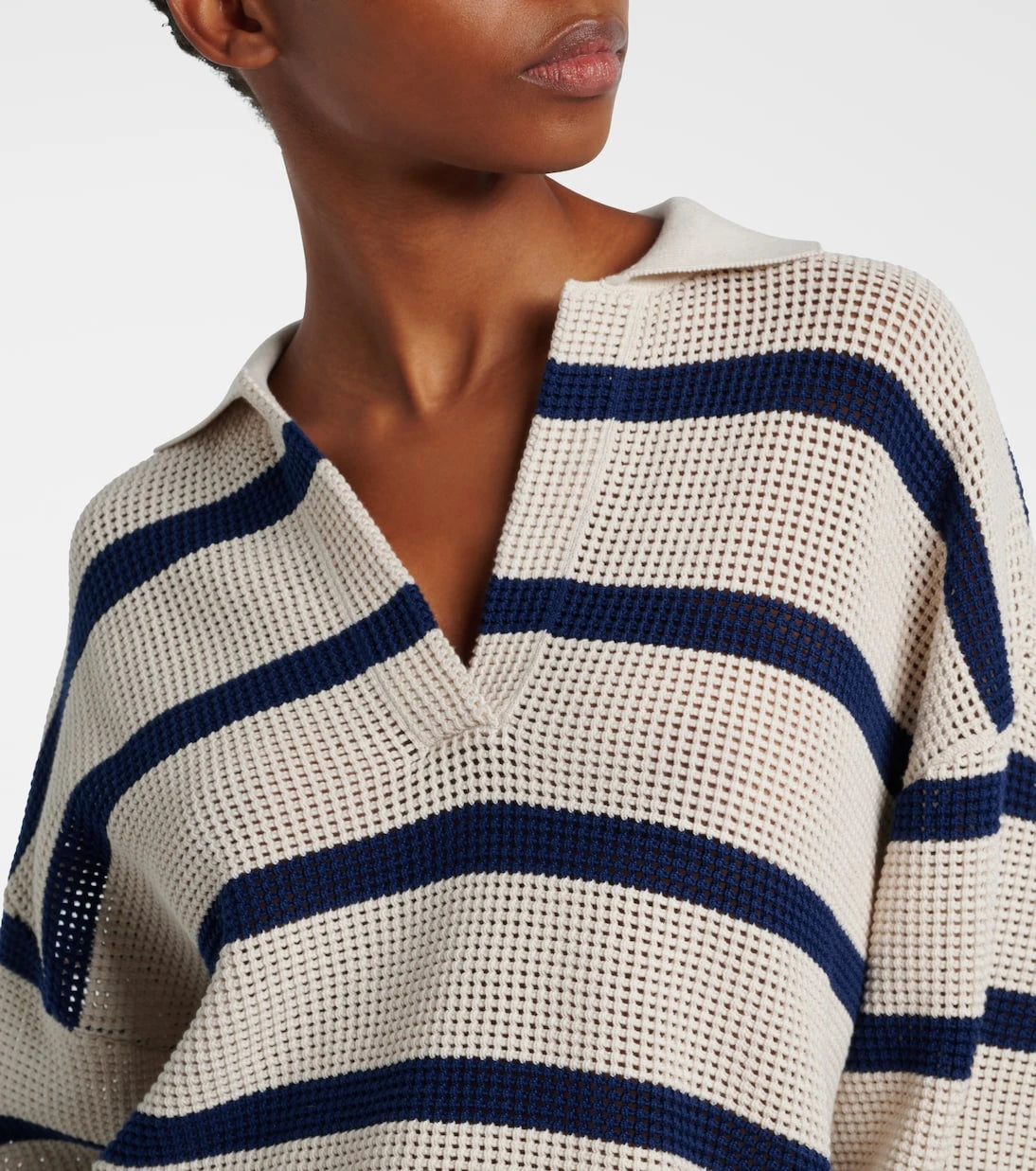 Brunello Cucinelli - Striped cotton polo sweater