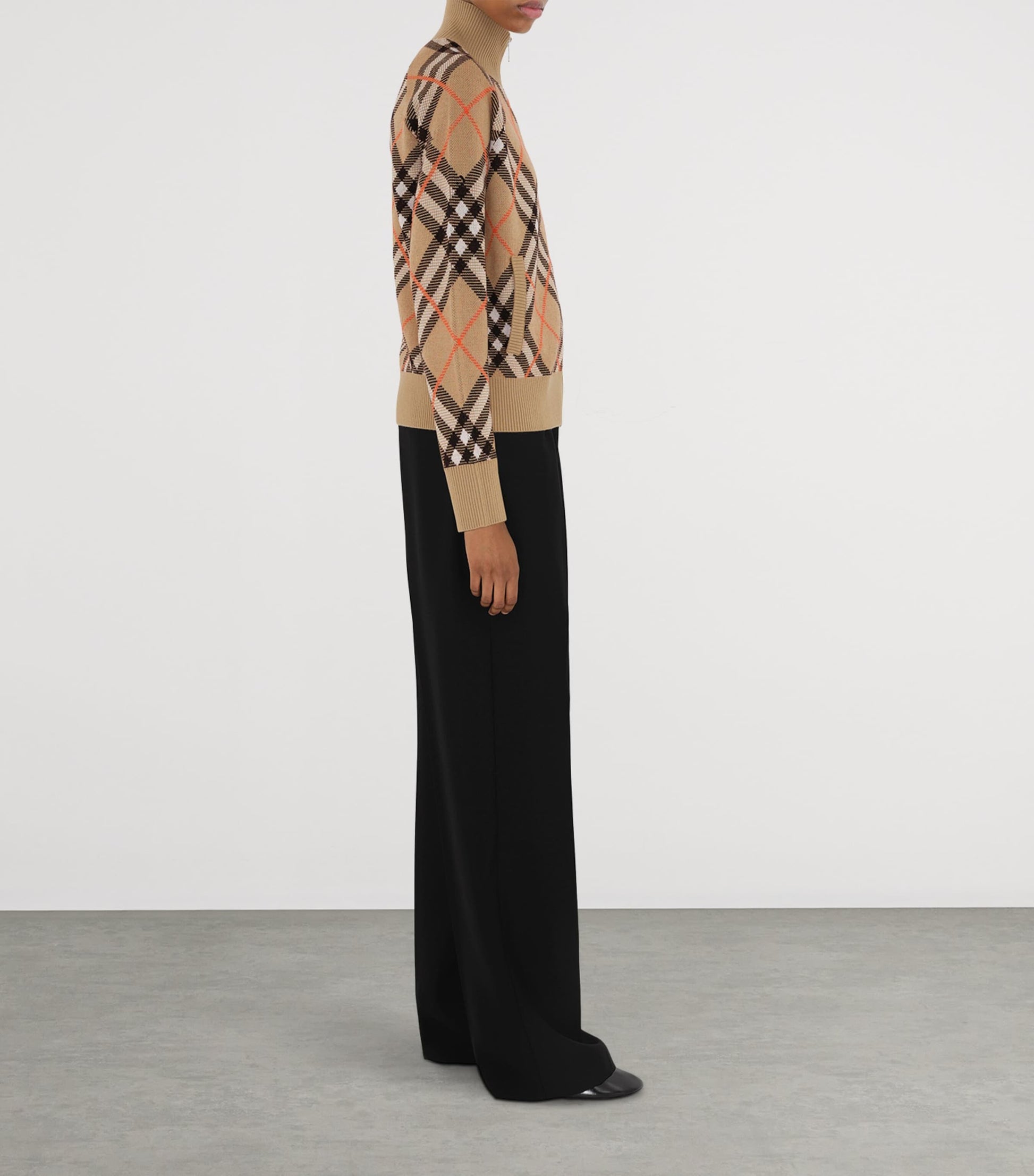 Burberry Beige Wool-Blend Check Track Jacket