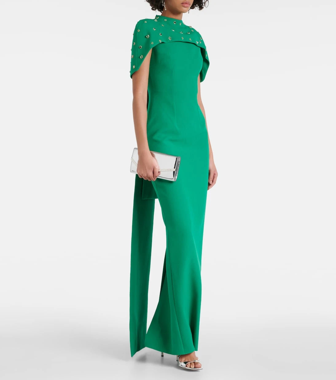 Safiyaa - Kalika embellished caped crêpe gown