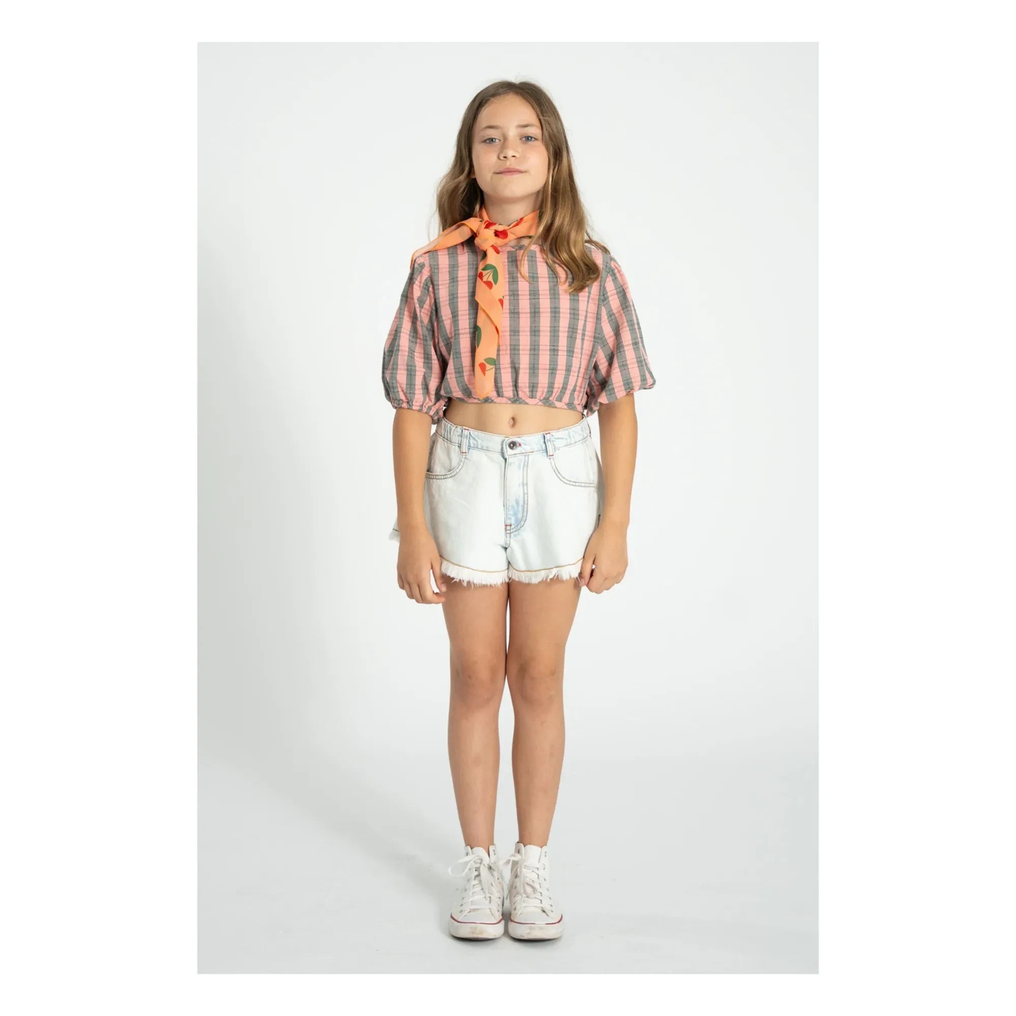 Piupiuchick - Blouse Crop à Carreaux Coton Bio | Pink