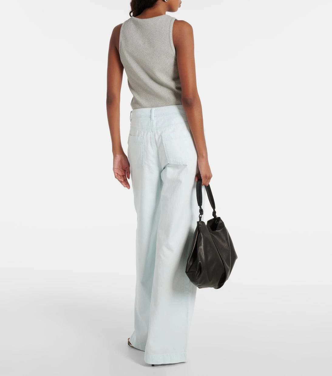 Vince - High-rise cotton twill wide-leg pants