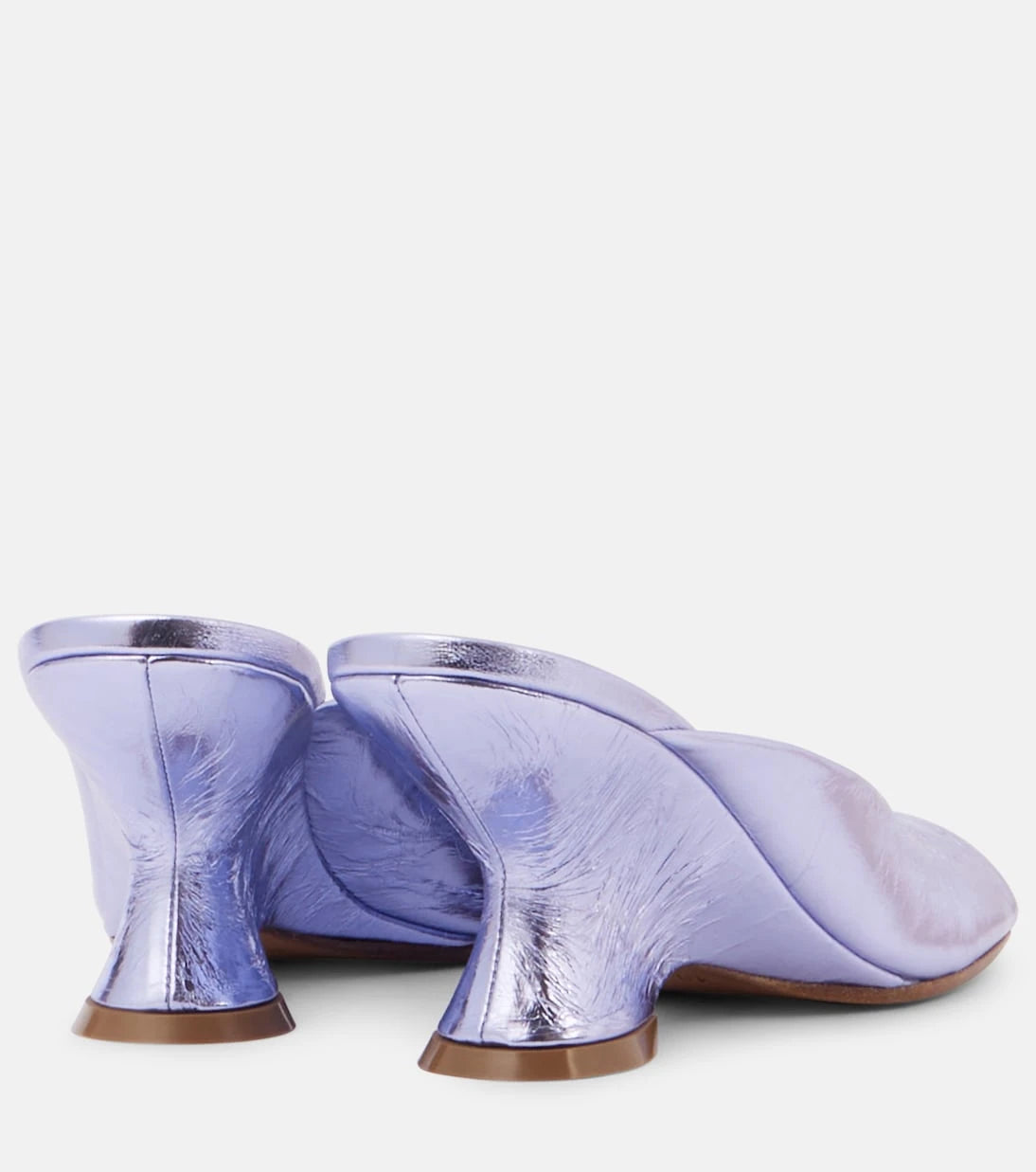 Dries Van Noten - Metallic leather wedge mules