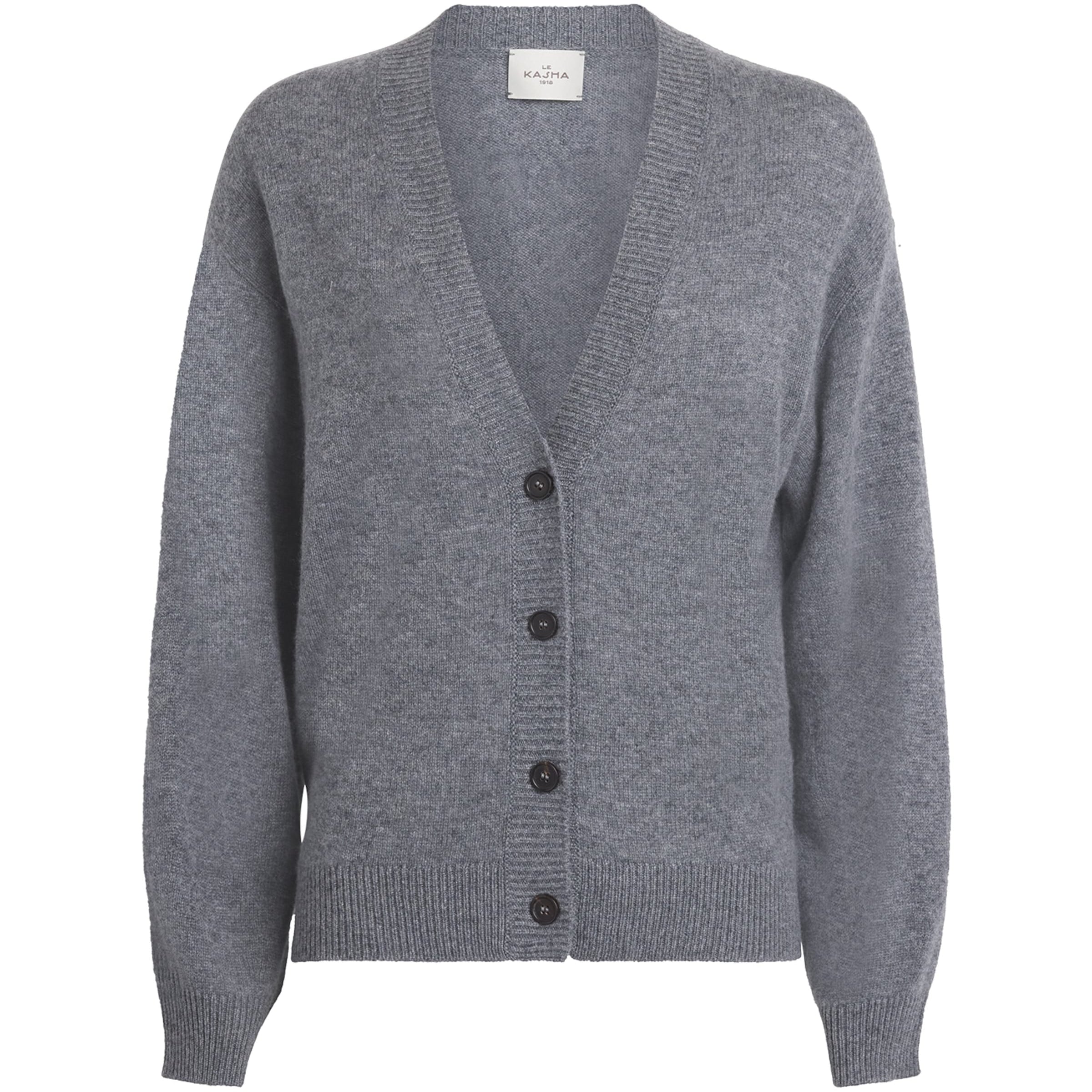 Le Kasha Grey Organic Cashmere Lille Cardigan