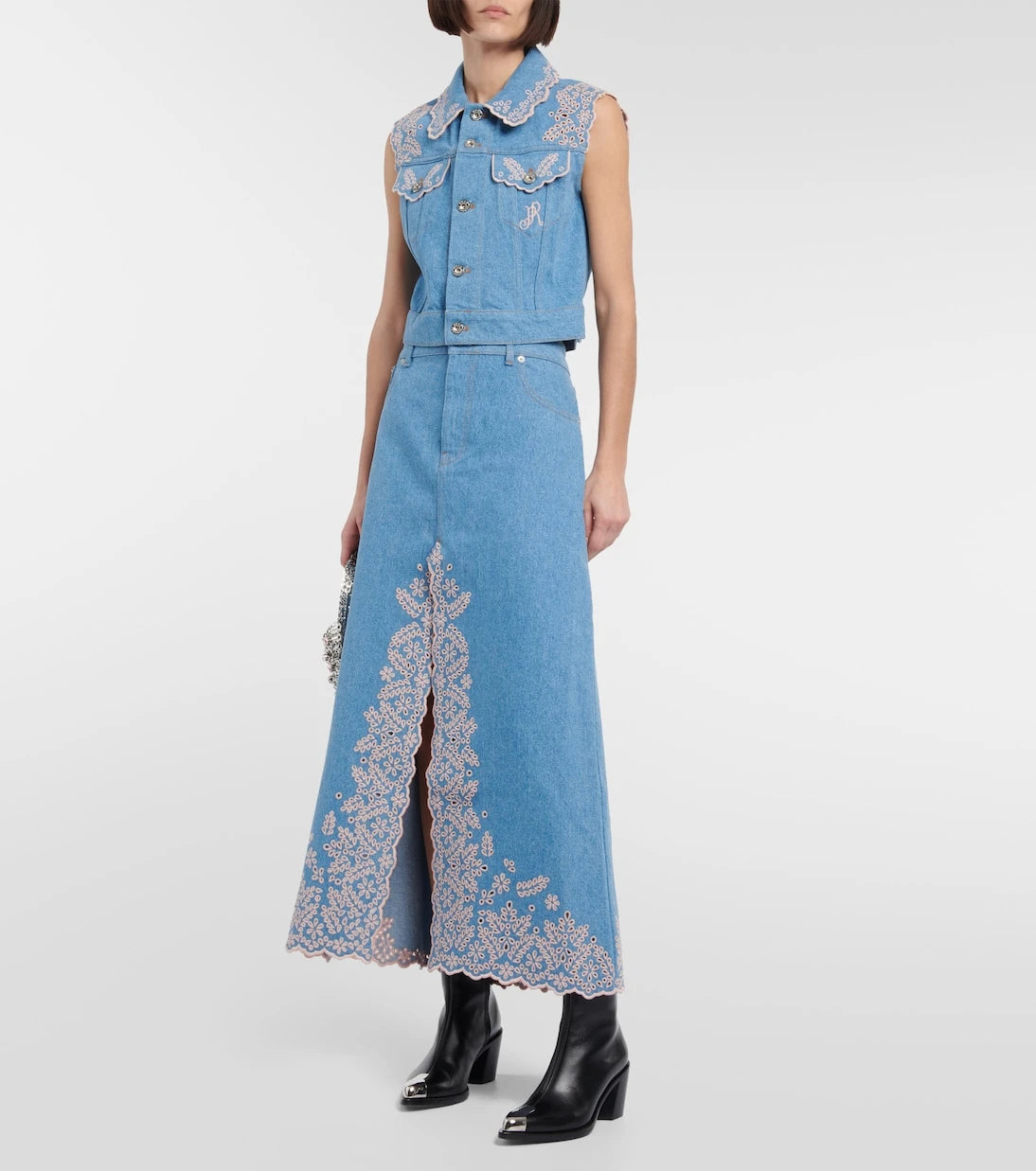 Rabanne - Embroidered denim vest