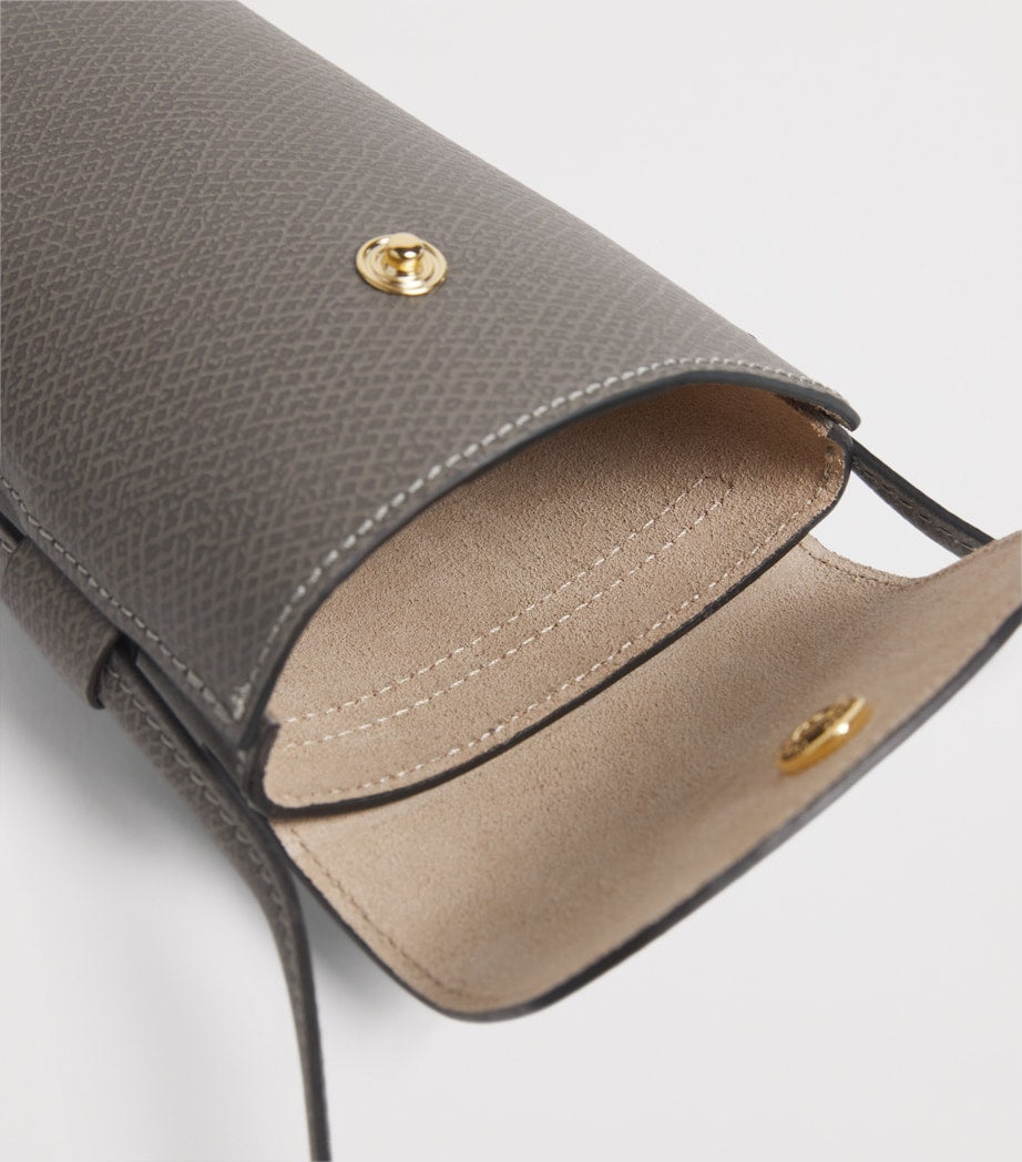 Longchamp Blue Leather Épure Phone Case with Strap