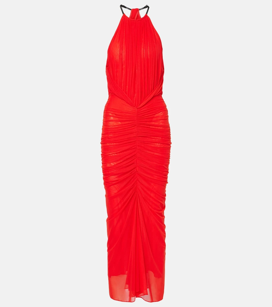 Mugler - Ruched halterneck midi dress