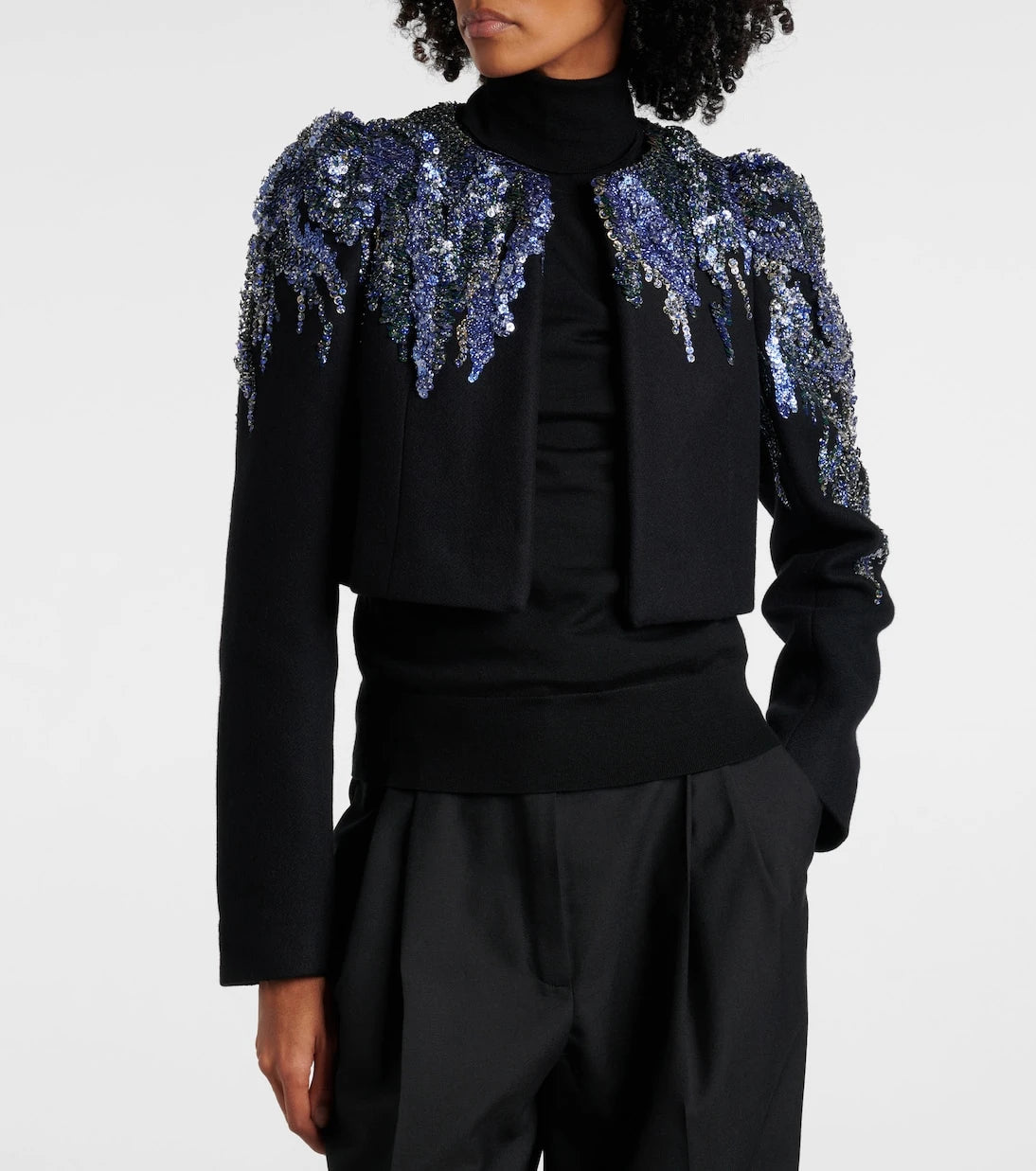 Dries Van Noten - Sequined cropped wool-blend jacket