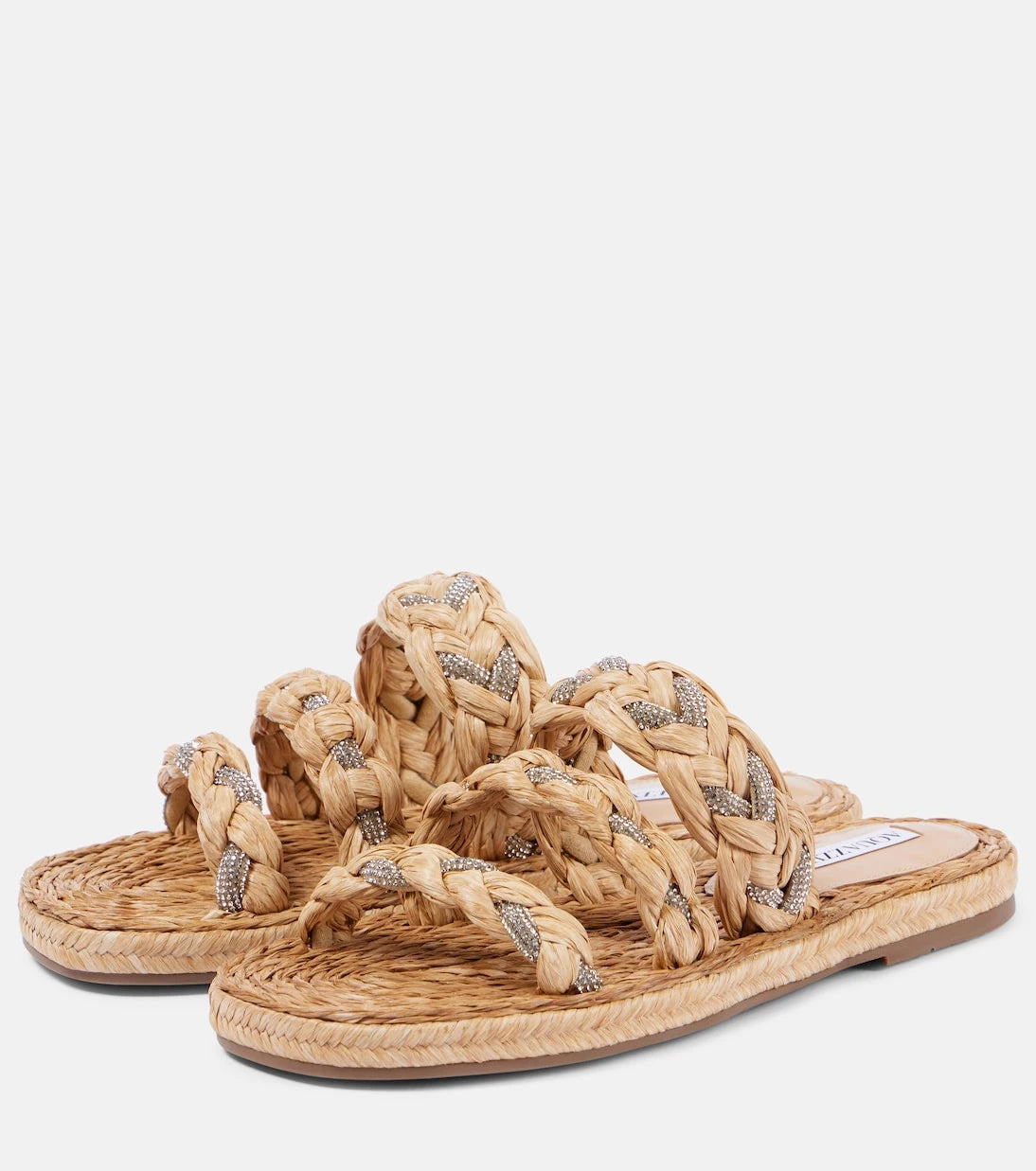 Aquazzura - Costiera embellished raffia sandals
