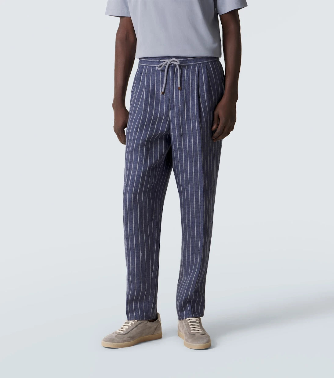 Brunello Cucinelli - Striped linen straight pants