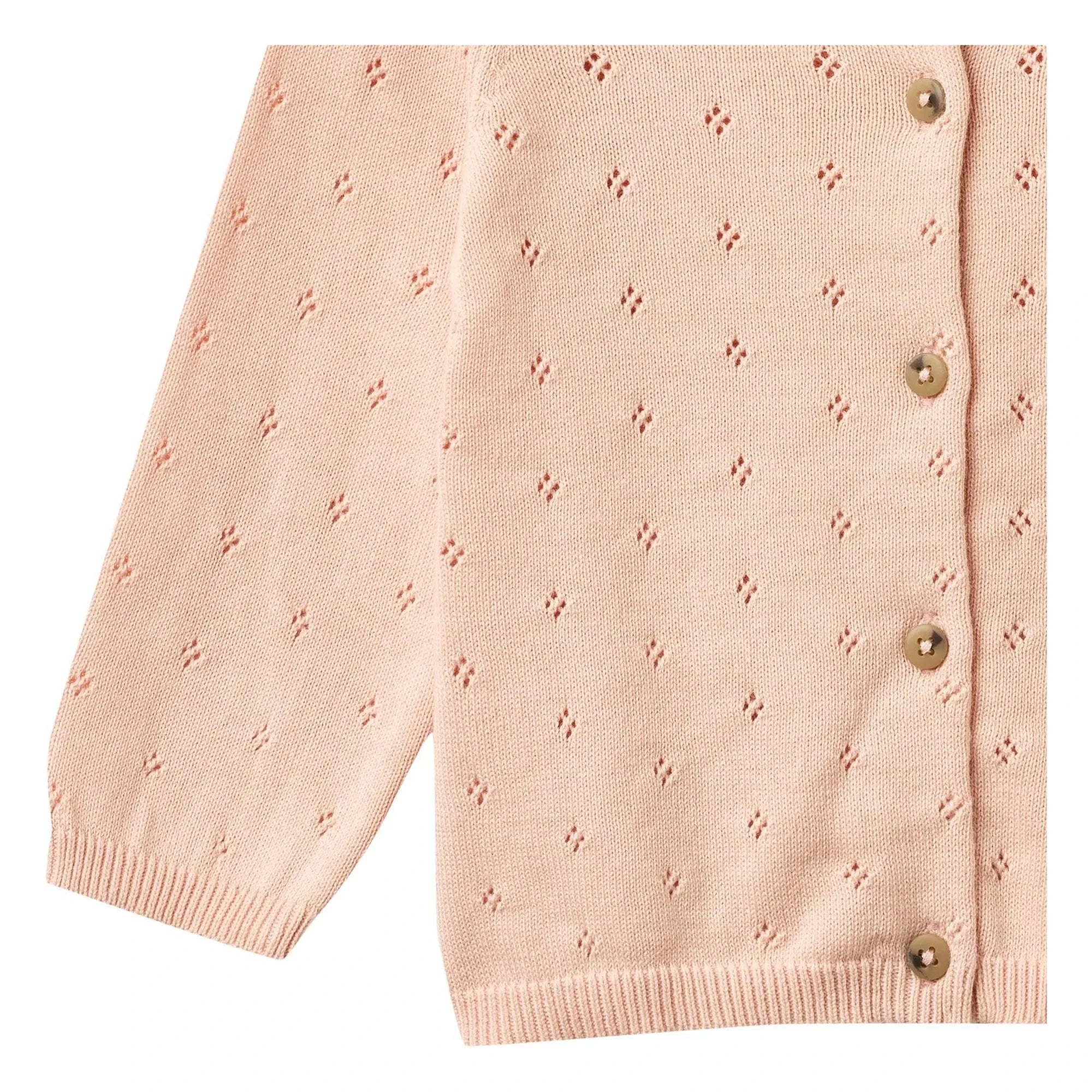 Wheat - Maia Organic Cotton Baby Knit Cardigan | Pale Pink